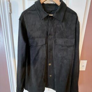 H&M Men's Black Sueded Button Down Shirt XL NWT